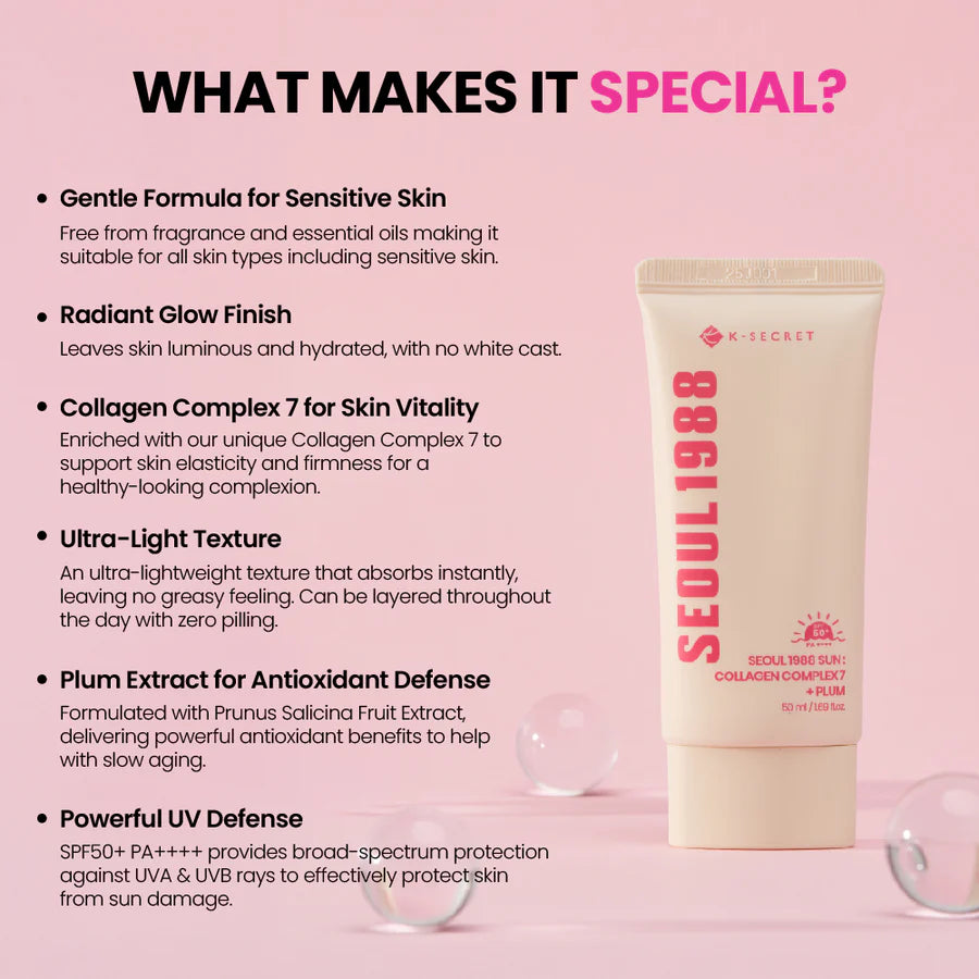 SEOUL 1988 Sun : Collagen Complex 7 + Plum SPF50+PA++++ 50ml