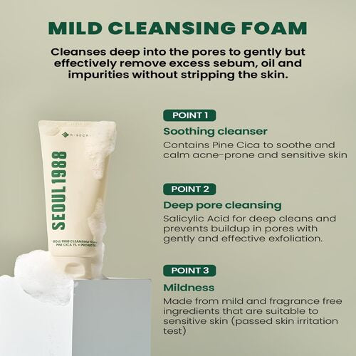 SEOUL 1988 Cleansing Foam: Pine Cica 1% + Probiotics 150ml