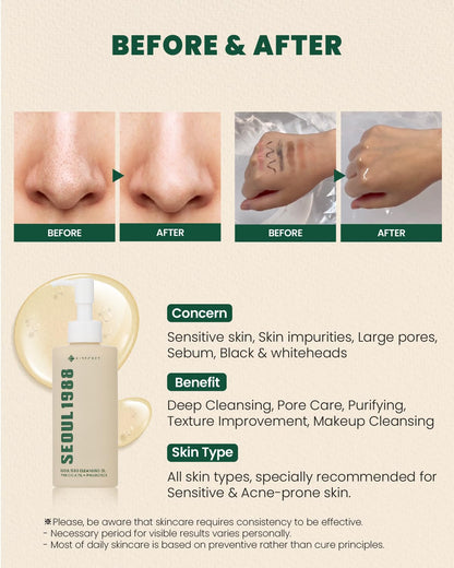 SEOUL 1988 Cleansing Oil: Pine Cica 1% + Probiotics 200ml