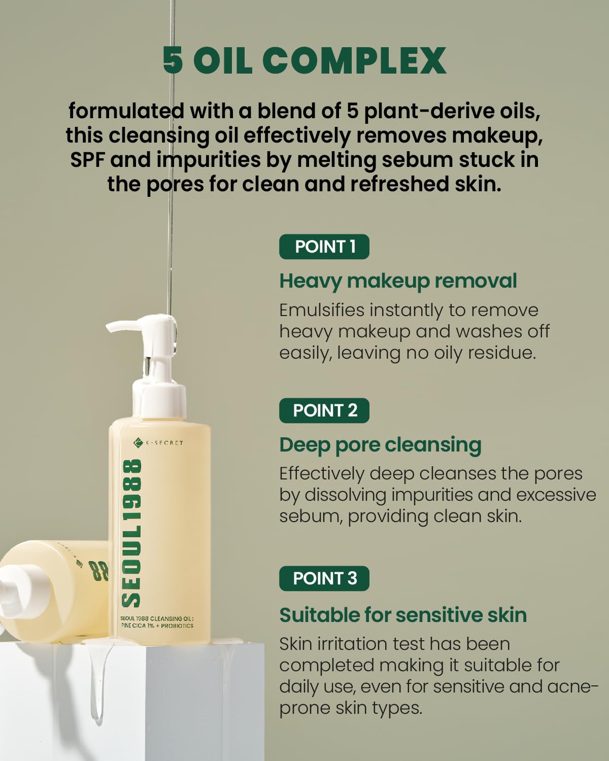 SEOUL 1988 Cleansing Oil: Pine Cica 1% + Probiotics 200ml