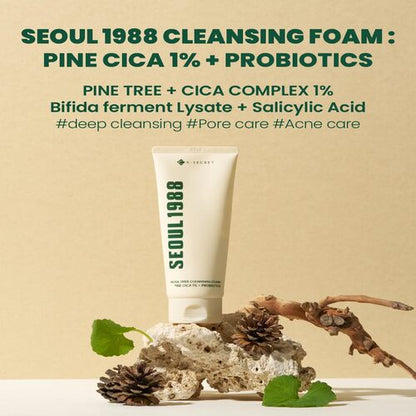 SEOUL 1988 Cleansing Foam: Pine Cica 1% + Probiotics 150ml