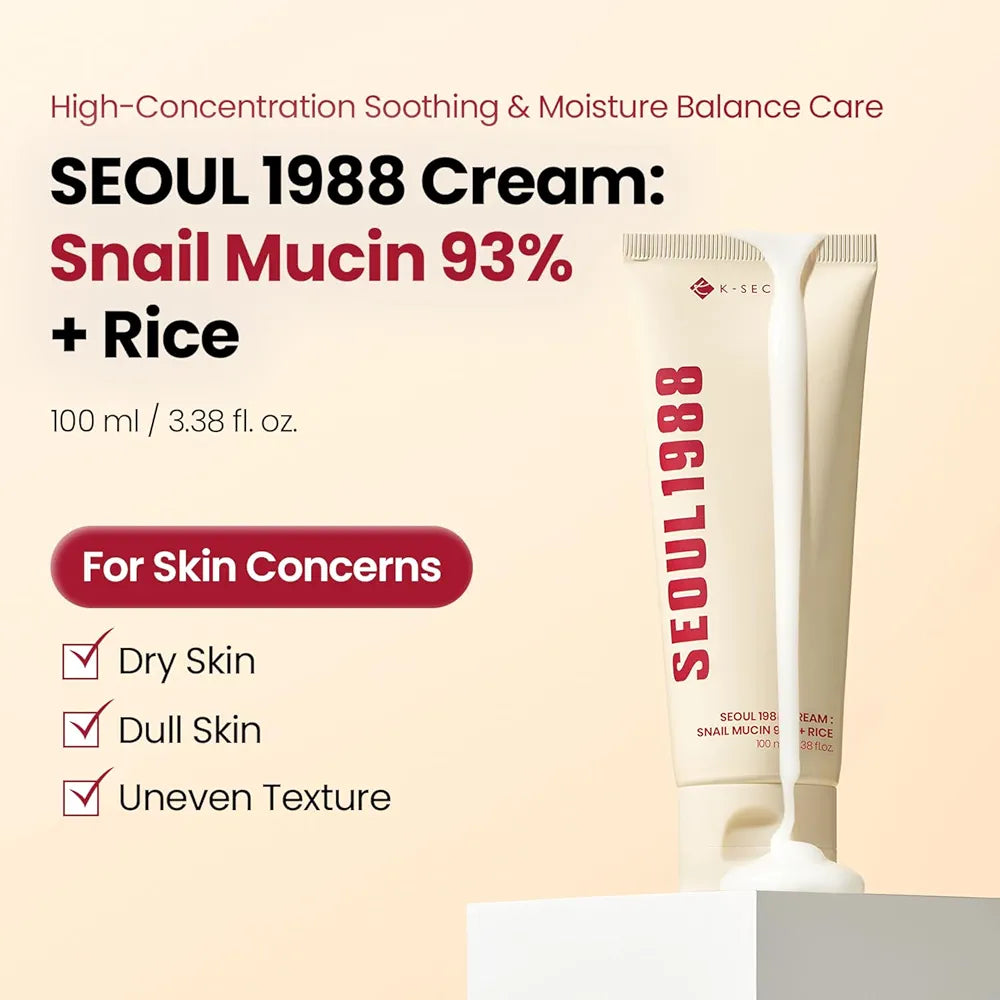 SEOUL 1988 Cream Snail Mucin 93% + Rice 100ml