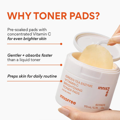 Green Tea Vitamin C Brightening Toner Pads 60pads
